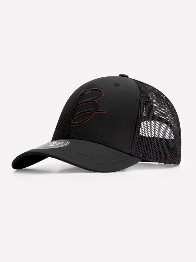 ab lifestyle neon signature trucker cap black rosewood red