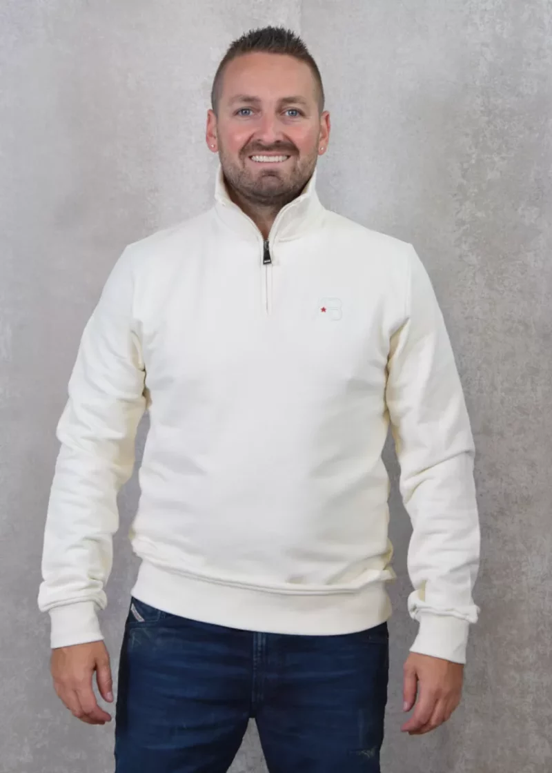 AB Lifestyle diamond half-zip sweater off white