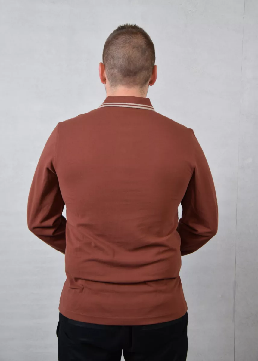Fred Perry LS Twin Tipped Shirt 3 Fred Perry m3636 w52 whisky brown/porrdige marl