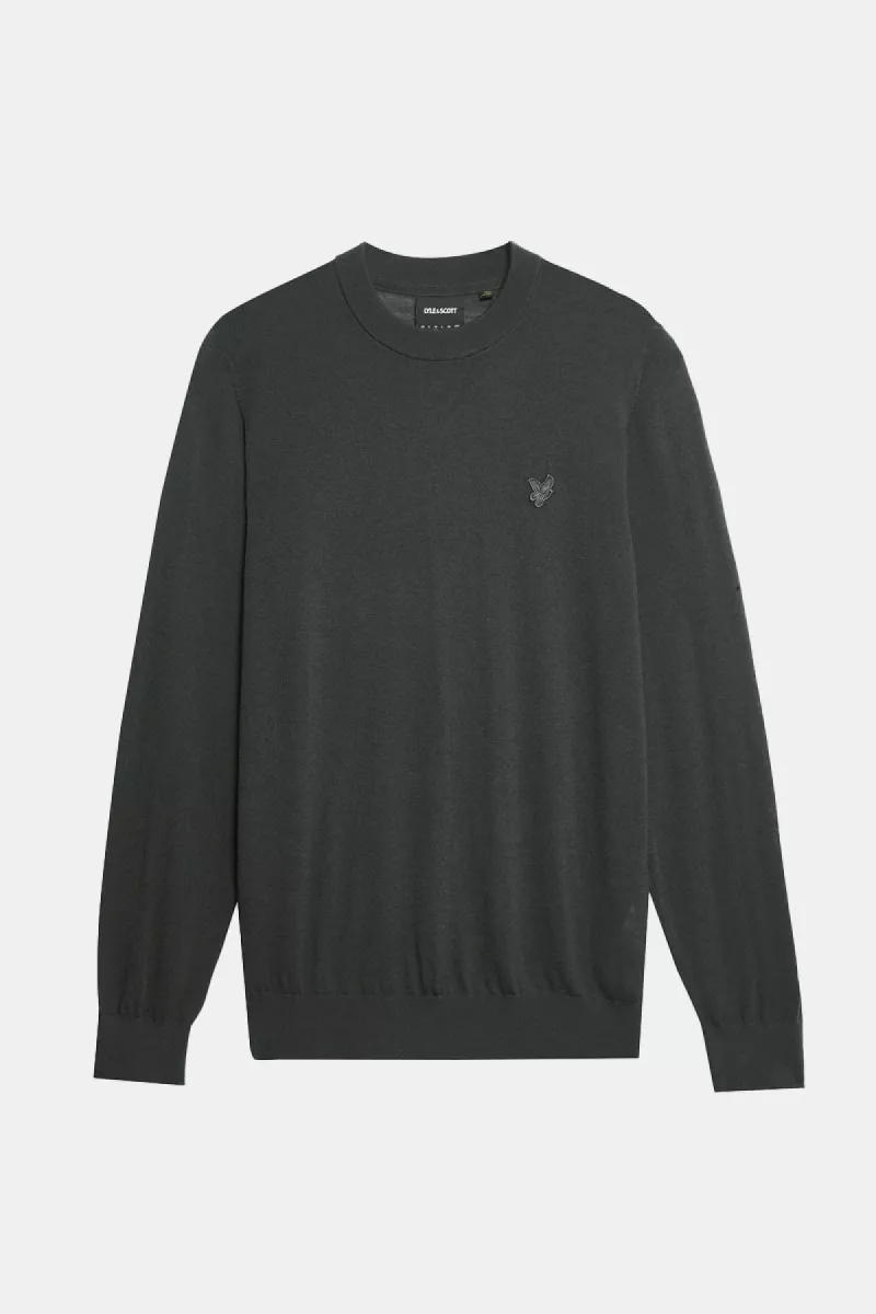 Lyle & Scott Tonal Eagle Merino Crew Neck Jumper 4 Lyle & Scott kn2121vc w635 gunmetal