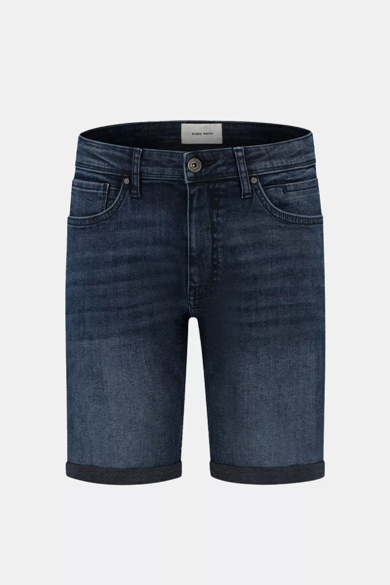 Purewhite Regular Fit Denim Short The Miles 4 Purewhite the miles w9140 84 denim dark blue