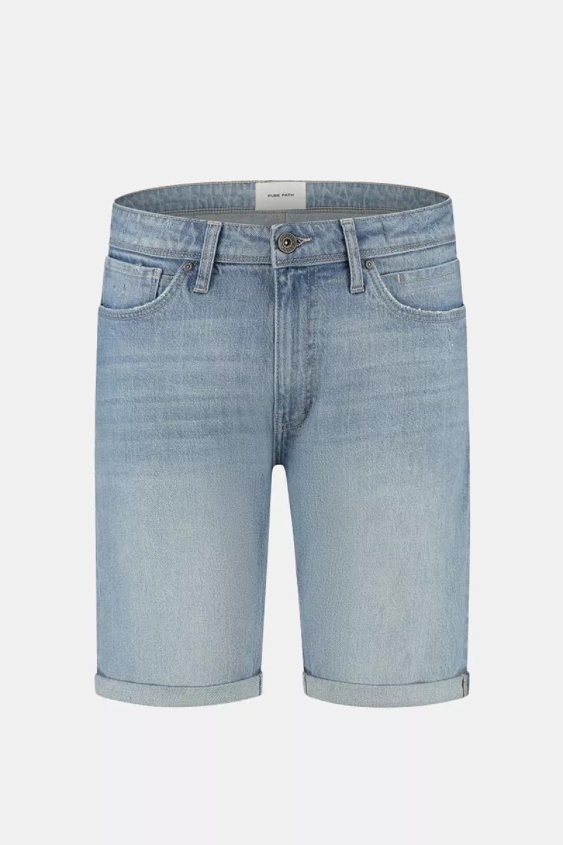 Purewhite Regular Fit Denim Short The Miles 3 Purewhite the miles w9147 82 denim light blue