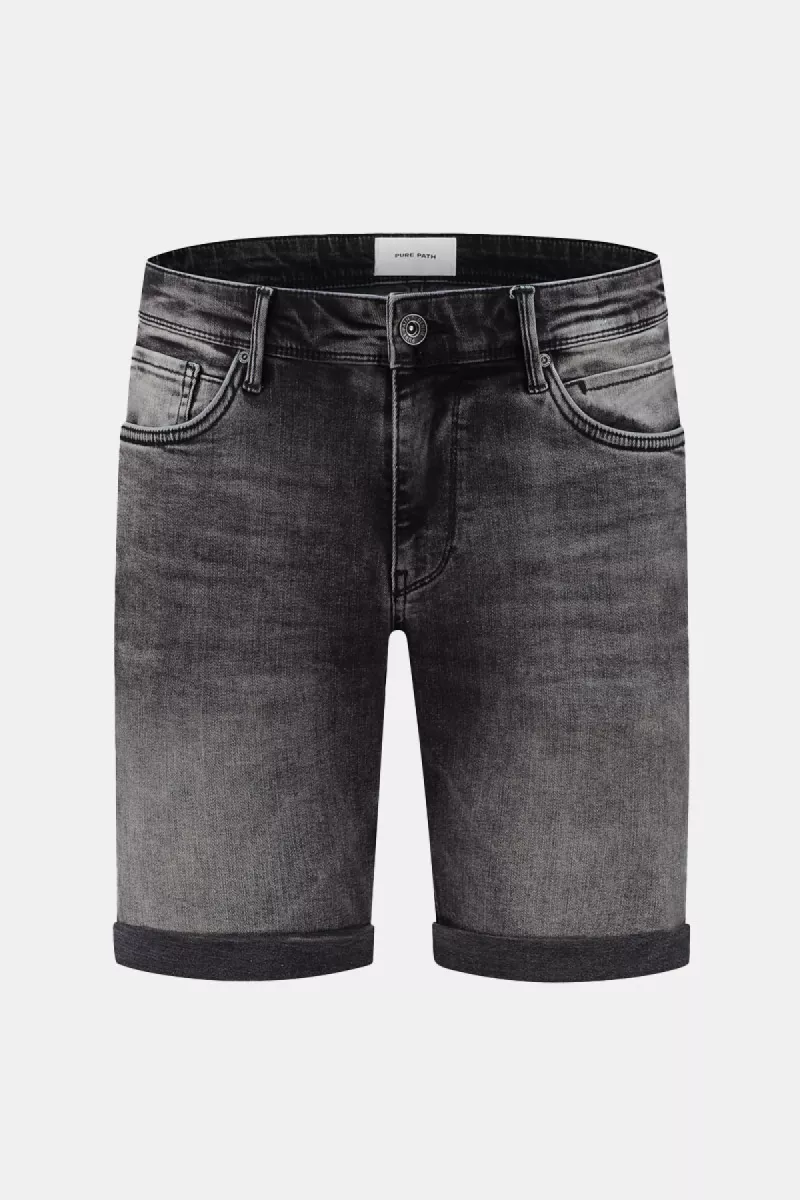 Purewhite Slim Fit Denim Short The Steve 5 Purewhite the steve w1288 87 denim dark grey