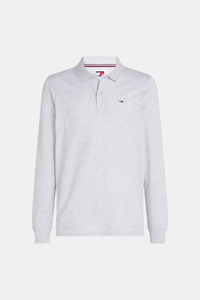 Tommy Jeans Slim Placket LS Polo 3 Tommy Jeans dm0dm18309 p9v silver grey htr