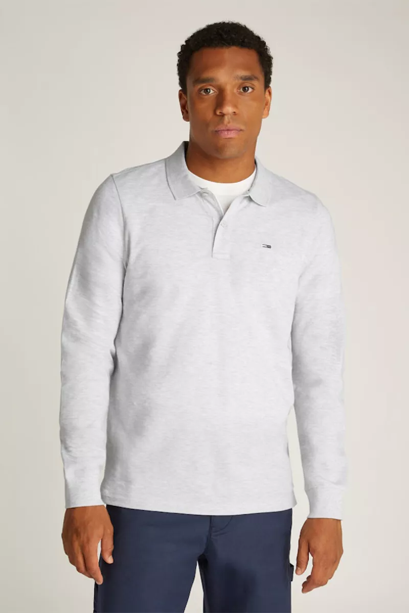 Tommy Jeans Slim Placket LS Polo 5 Tommy Jeans dm0dm18309 p9v silver grey htr