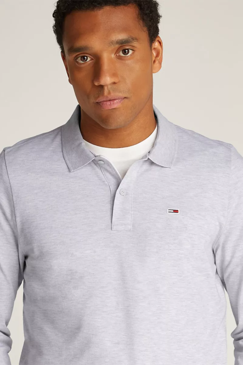 Tommy Jeans Slim Placket LS Polo 7 Tommy Jeans dm0dm18309 p9v silver grey htr