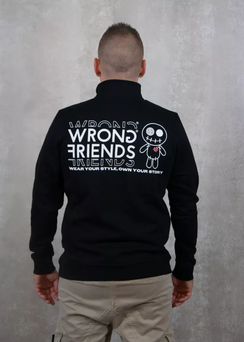 Wrong Friends vichy half zip sweater black
