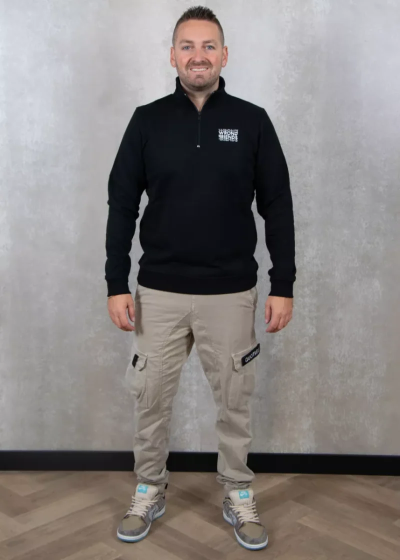 Wrong Friends vichy half zip sweater black