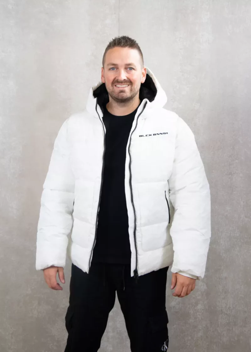 Black Bananas block freeze puffer jacket White