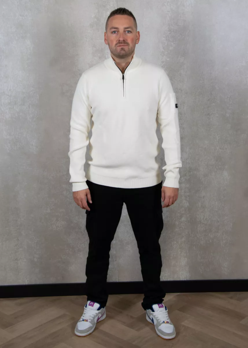 Quotrell D'Azur Knitted Halfzip 5 Quotrell d'azur knitted halfzip ecru