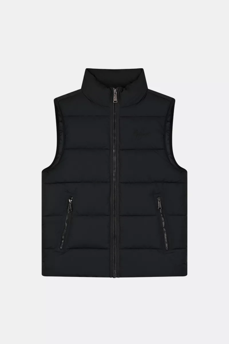 Malelions matt crinkle padded vest black