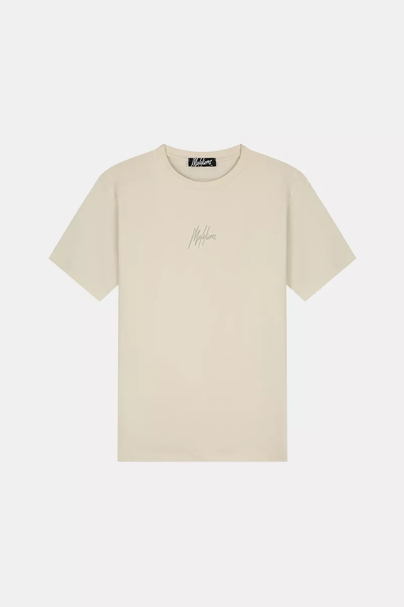 Malelions striped signature t-shirt beige