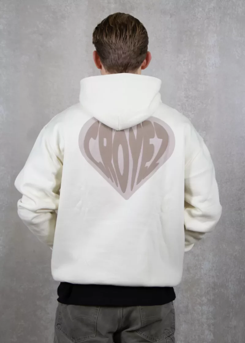 Croyez puffed heart hoodie off-white/beige