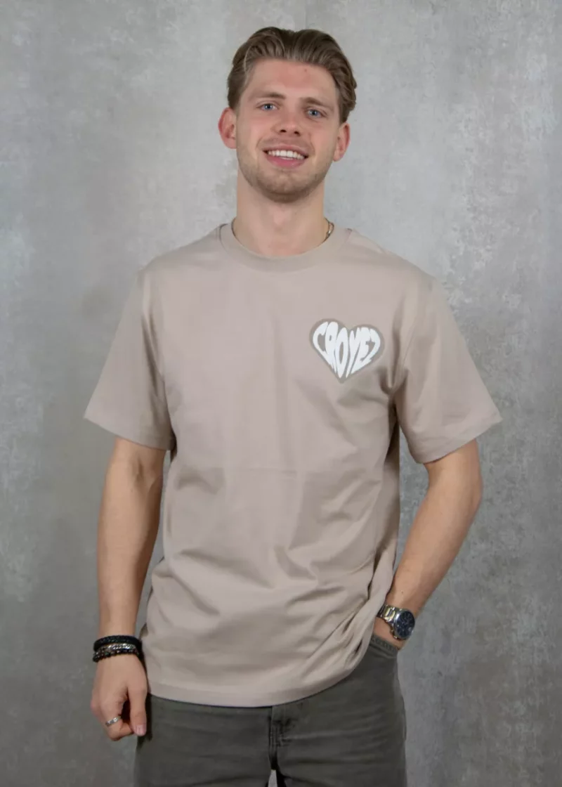 Croyez puffed heart t-shirt sand