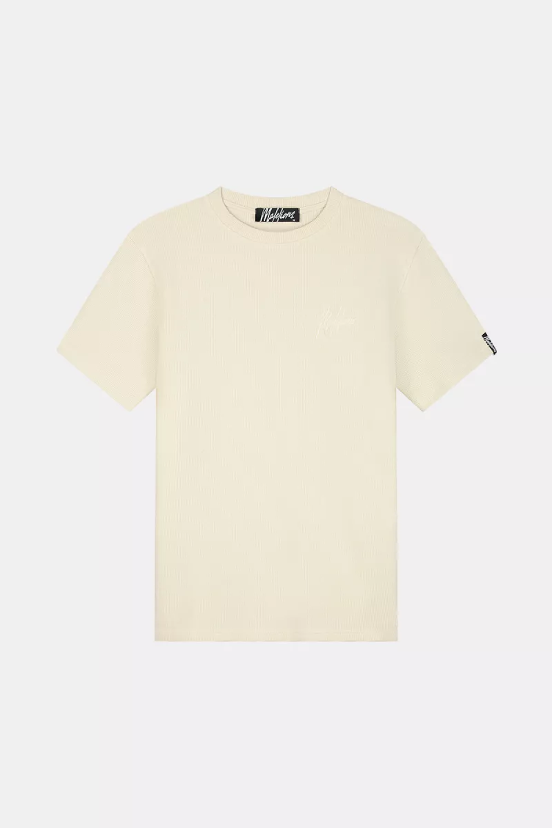 Malelions signature waffle t-shirt beige