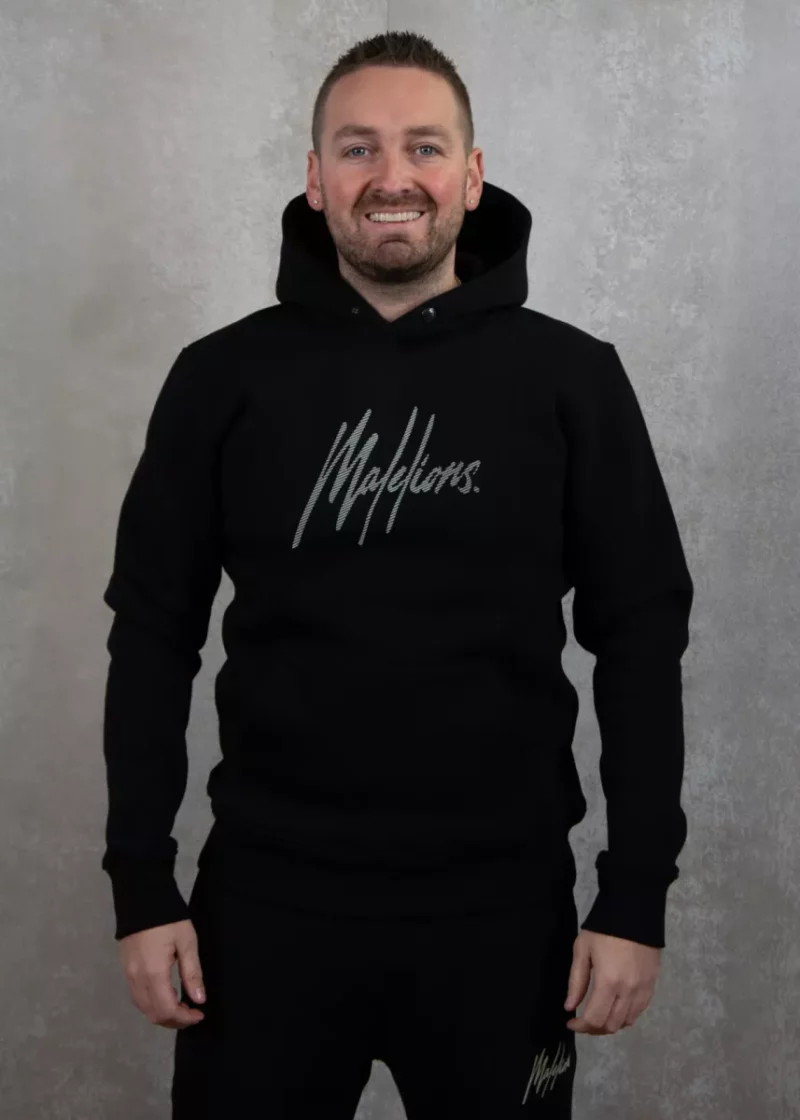 Malelions striped signature hoodie black