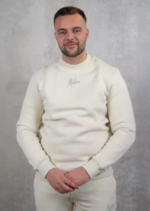 Malelions striped signature sweater beige