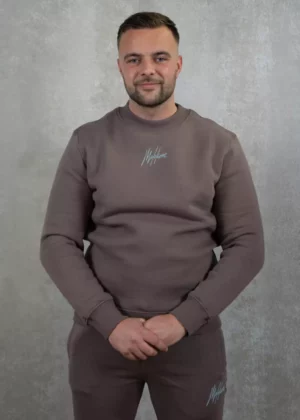 Malelions striped signature sweater stone brown