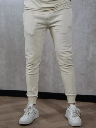 Malelions striped signature sweatpants beige