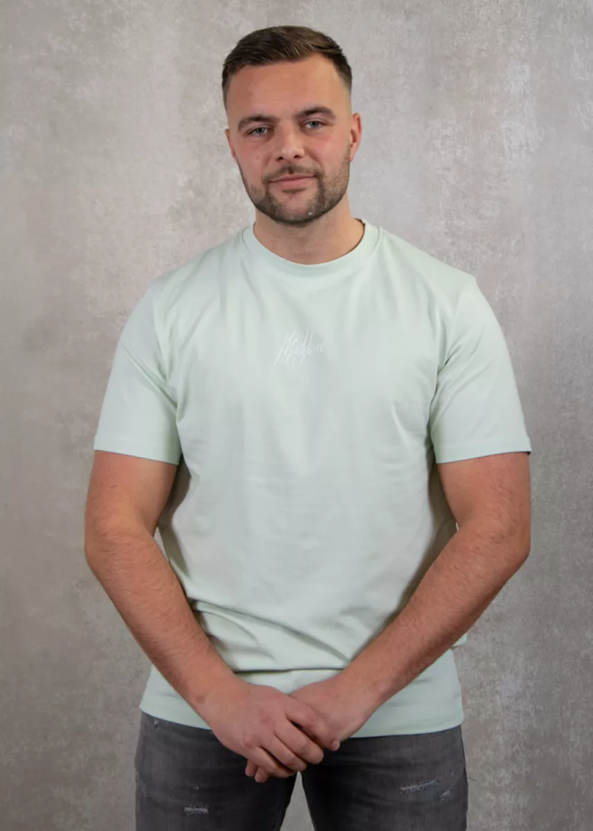 Malelions striped signature t-shirt pale aqua