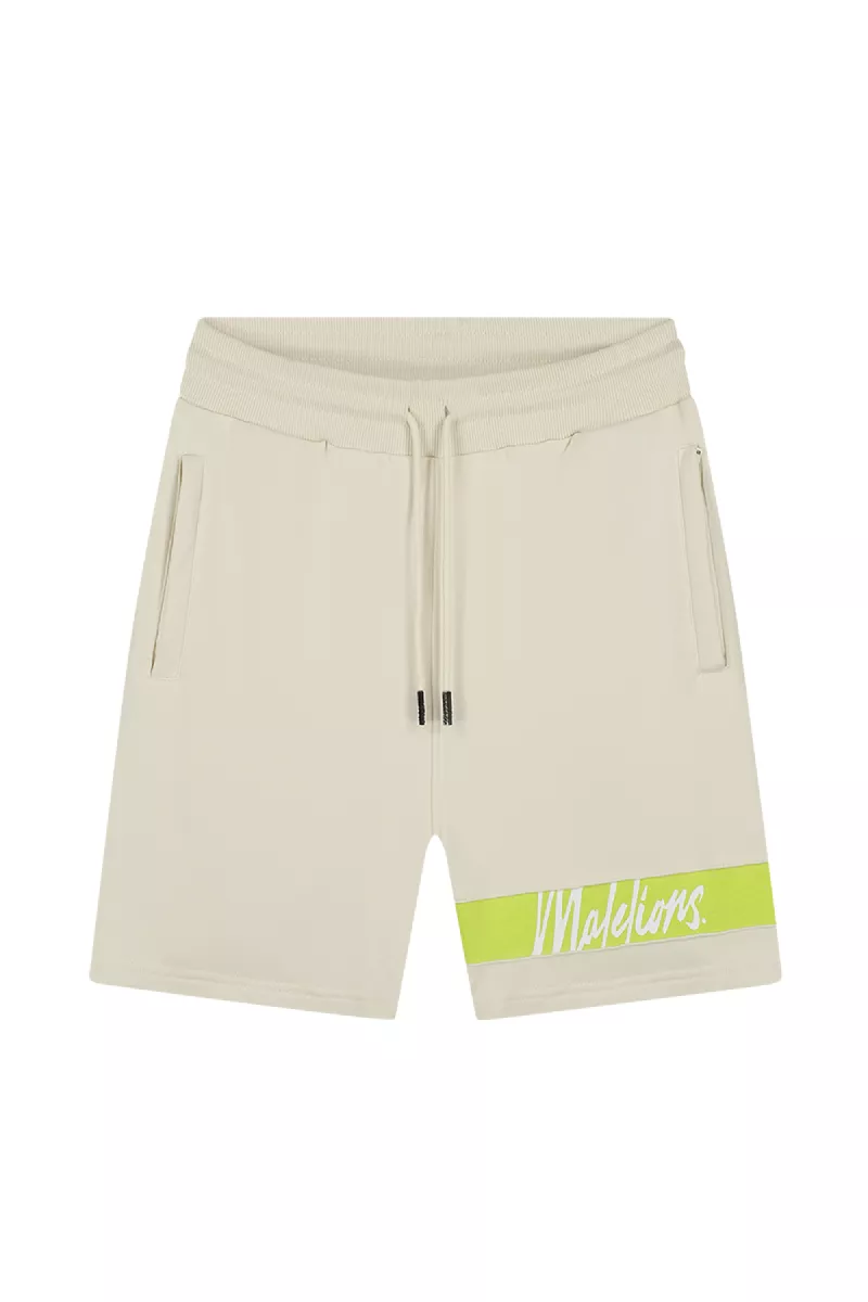 Malelions captain shorts beige/bright green
