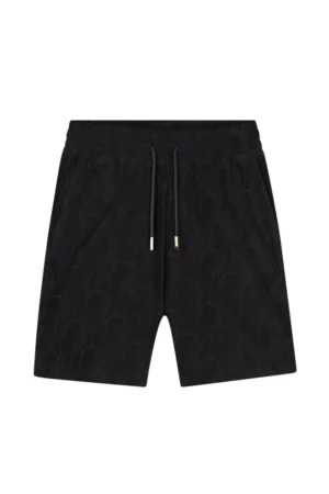 Malelions monogram towelling shorts black