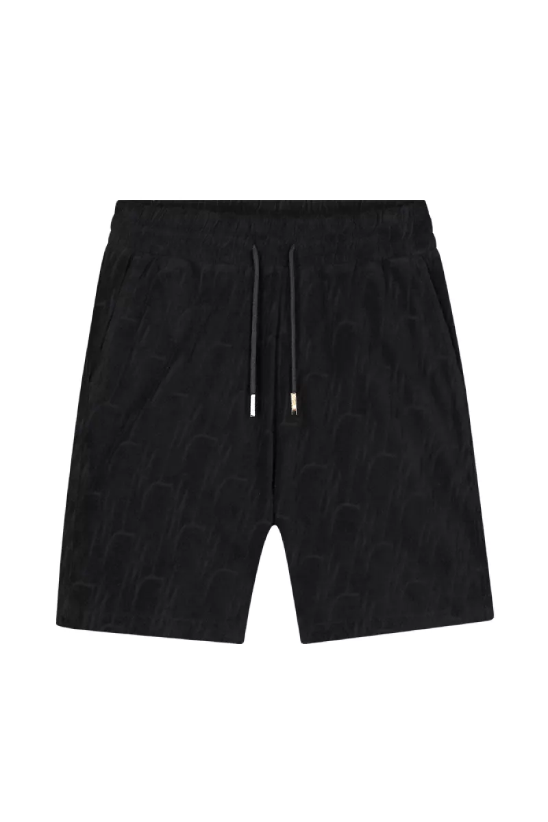 Malelions monogram towelling shorts black