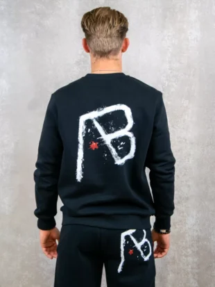 AB Lifestyle canvas crewneck with print jet black