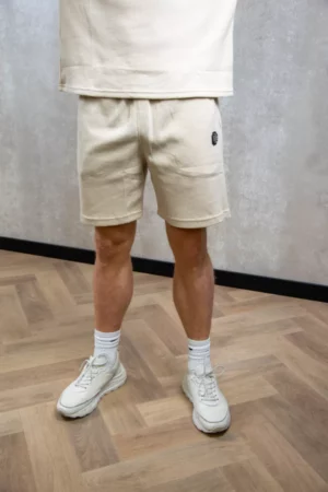 Black Bananas monogram waffle shorts beige