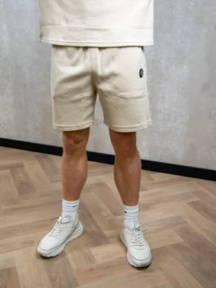 Black Bananas monogram waffle shorts beige