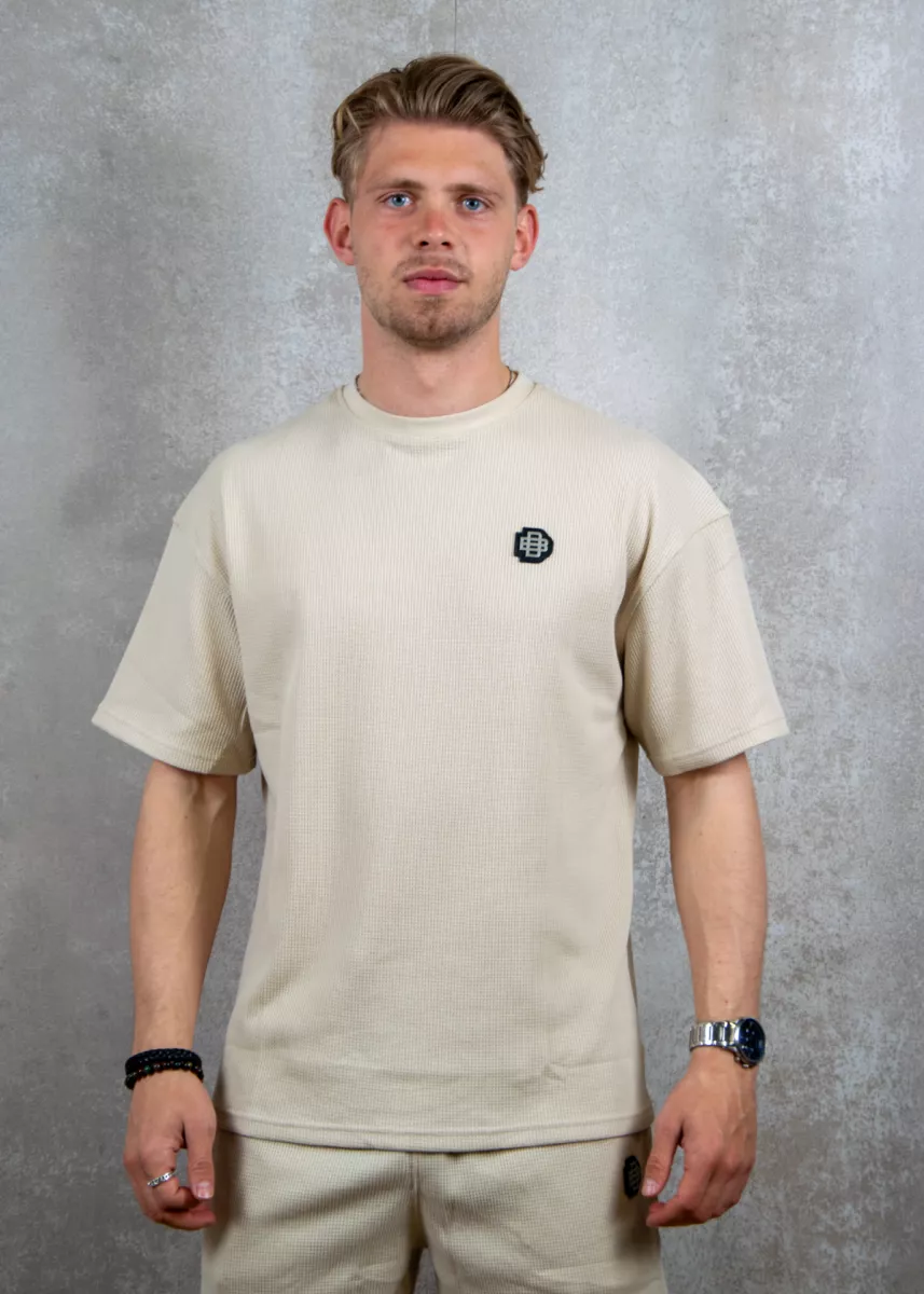 Black Bananas monogram waffle t-shirt beige