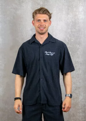 Black Bananas terry resort shirt navy