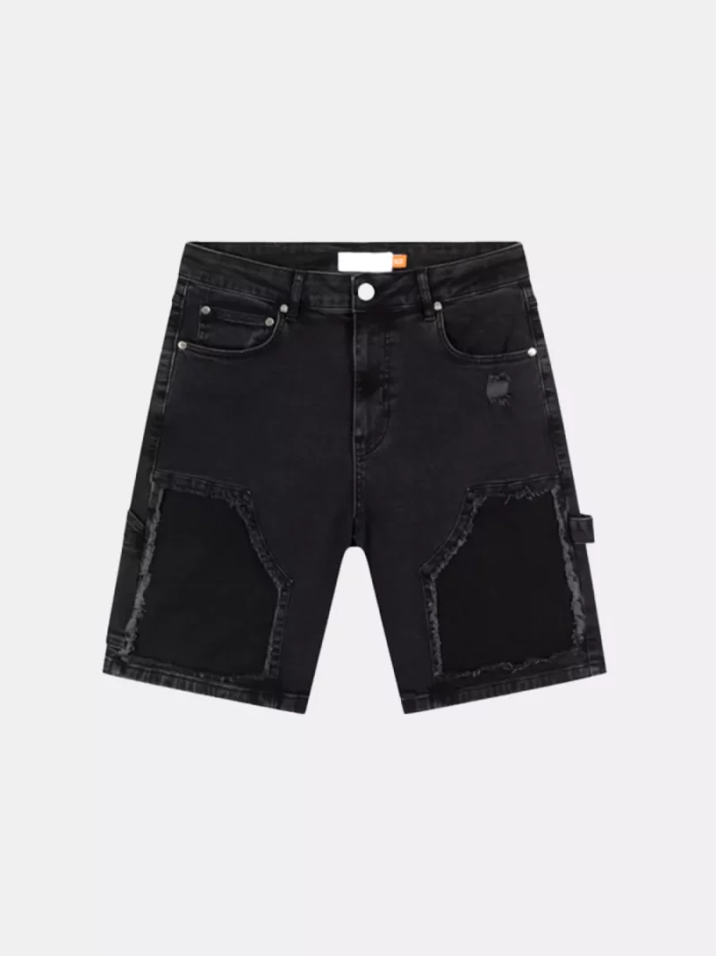 Croyez carpenter denim shorts black