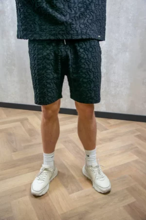 Croyez monogram towelling shorts cr black