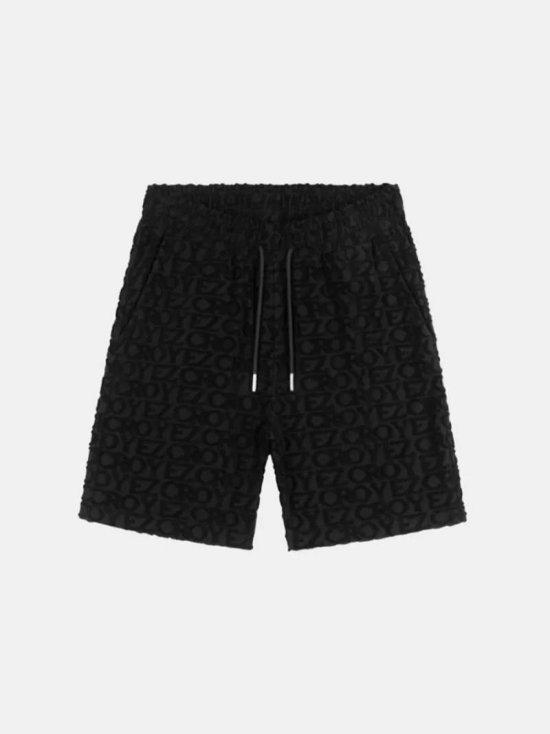 Croyez monogram towelling shorts cr black