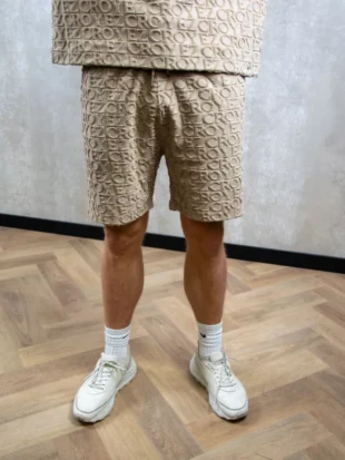 Croyez monogram towelling shorts cr stone