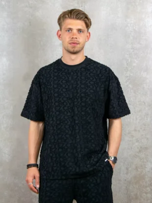 Croyez monogram towelling t-shirt cr black