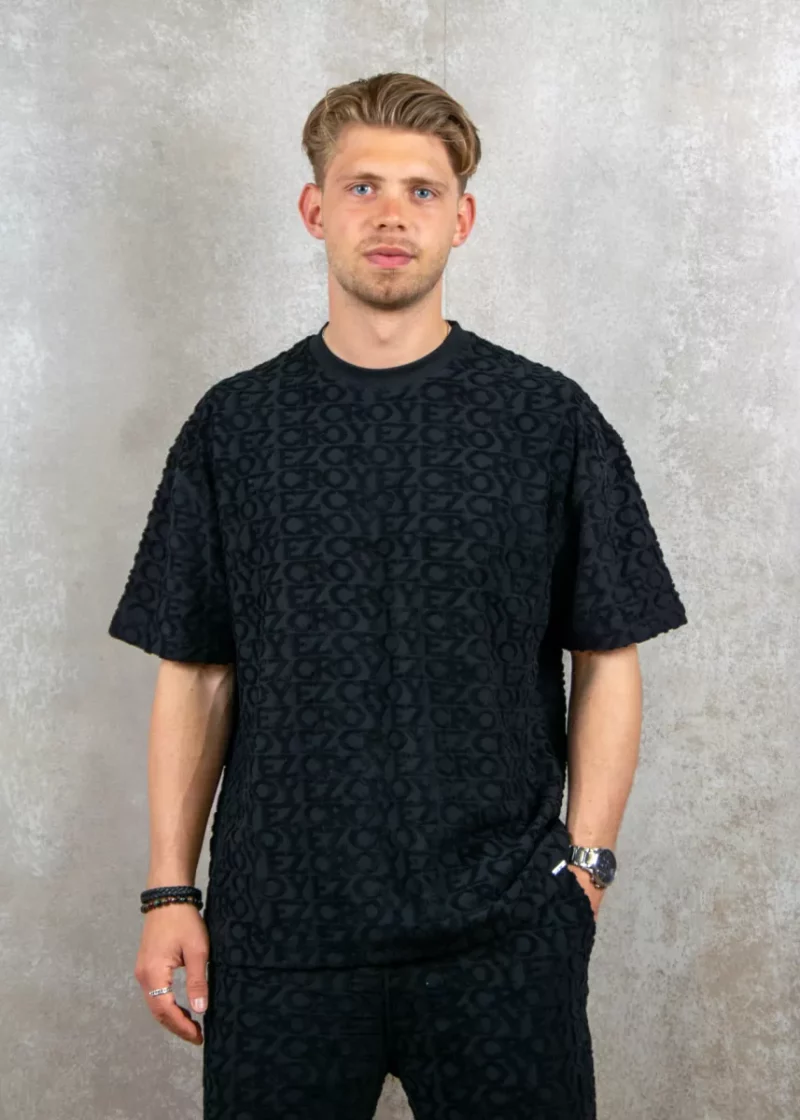 Croyez monogram towelling t-shirt cr black