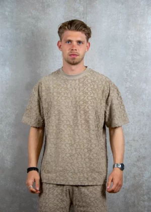 Croyez monogram towelling t-shirt cr stone