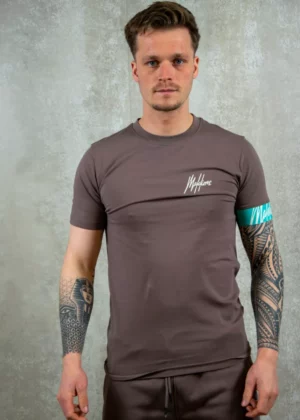 Malelions captain t-shirt 2.0 stone brown/bright blue