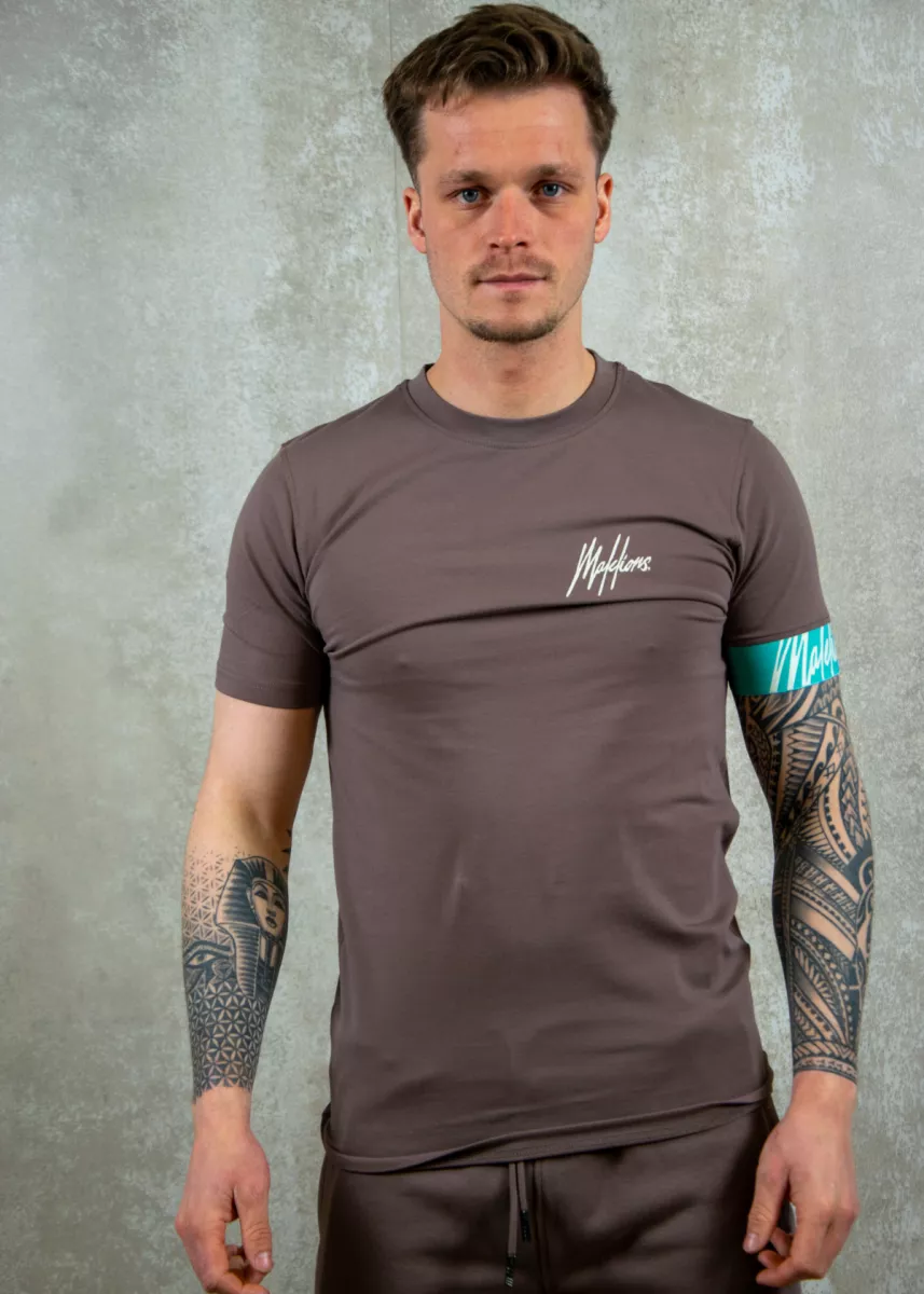 Malelions captain t-shirt 2.0 stone brown/bright blue