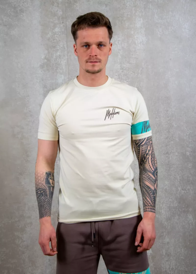 Malelions captain t-shirt beige/bright blue