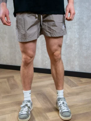 Malelions crinkle nylon swim shorts taupe