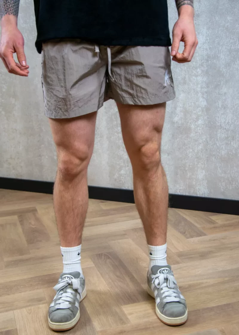 Malelions crinkle nylon swim shorts taupe