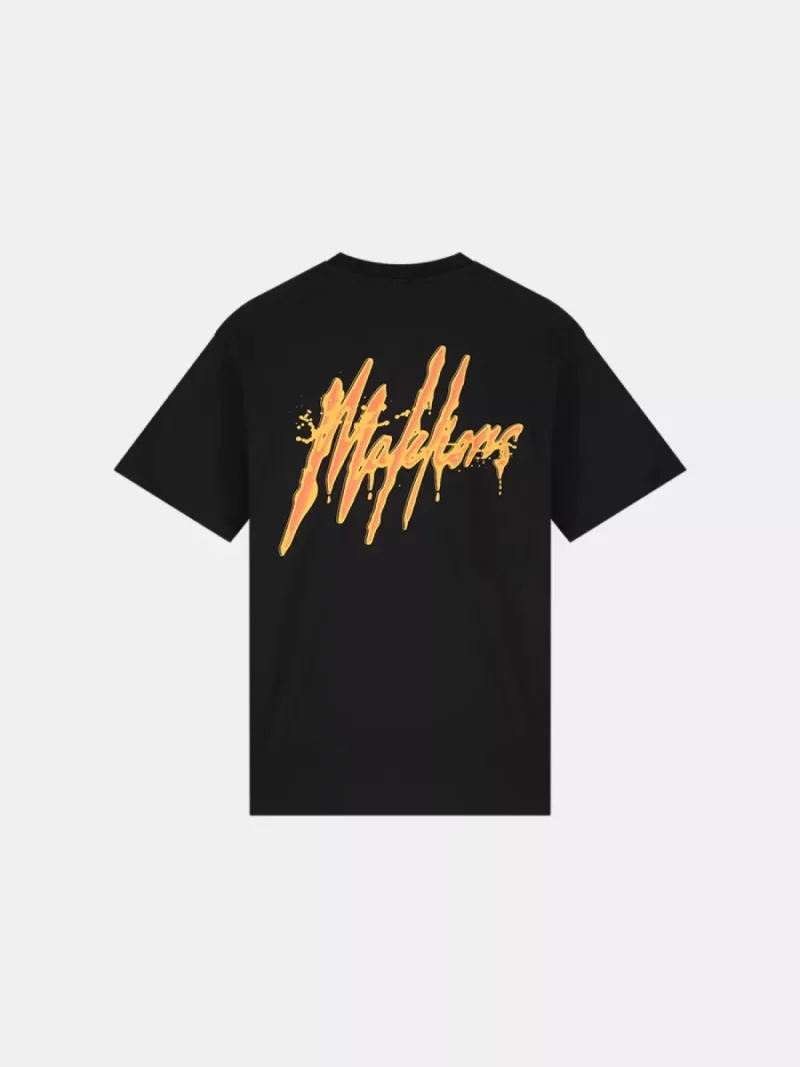 Malelions signature drip t-shirt black/orange