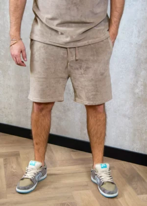 Malelions signature towelling shorts taupe