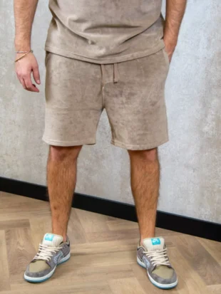 Malelions signature towelling shorts taupe