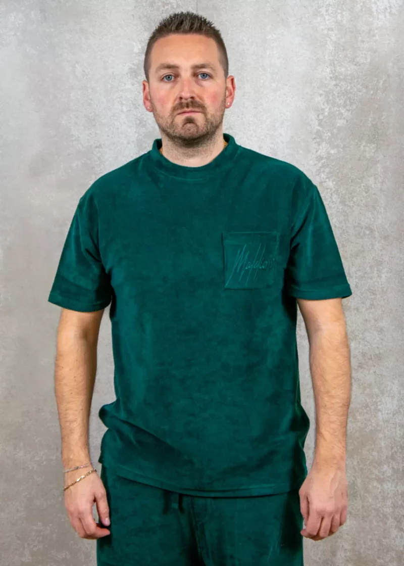 Malelions signature towelling t-shirt petrol green