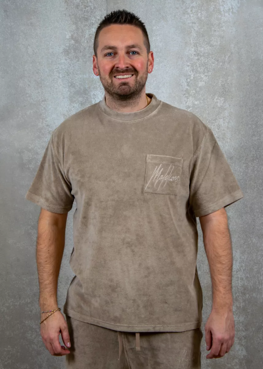 Malelions signature towelling t-shirt taupe