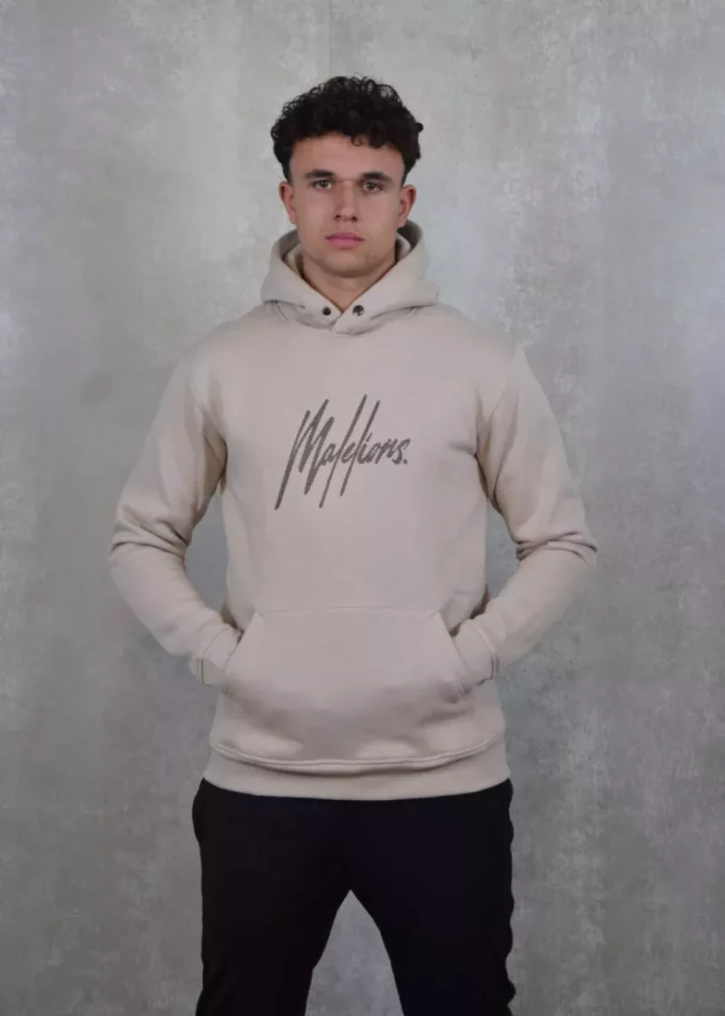 Malelions striped signature hoodie FW24 120 beige